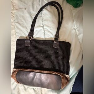 Croft & Barrow Black and Brown Knit Tote